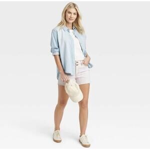 Universal Thread NEW Women's High-Rise Vintage Midi Jean Shorts White Size 8